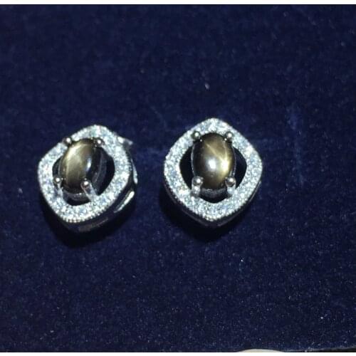 Classic sterling silver sapphire earrings 100% natural blue sapphire stud earrings for woman real 925 sterling fashion jewelry