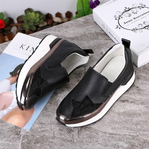 WDHKUN 2020 Comfort Creepers Bling Loafers Silver Platform Shoes Woman Slip On Swing Women Flats Shoes Zapatos De Mujer