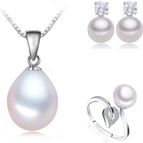 Real freshwater pearl jewelry set women natural pearl sets 925 sterling silver jewelry girl birthday engagement gift 3-X1-E3-J4