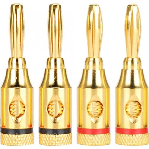 10PCS Gold-plated Pure Copper Audio Speaker Cable Connector Banana Head Plug