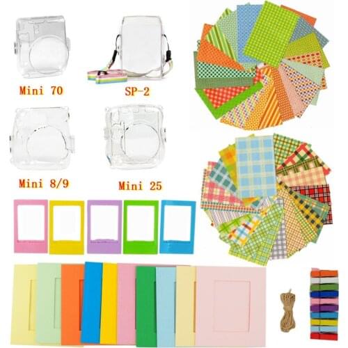 6 in 1 Accessories Set Transparent Protective Case Photo Frame Stickers Wall Frame Clip with Rope for Instax Mini 8/9/25/70/SP2