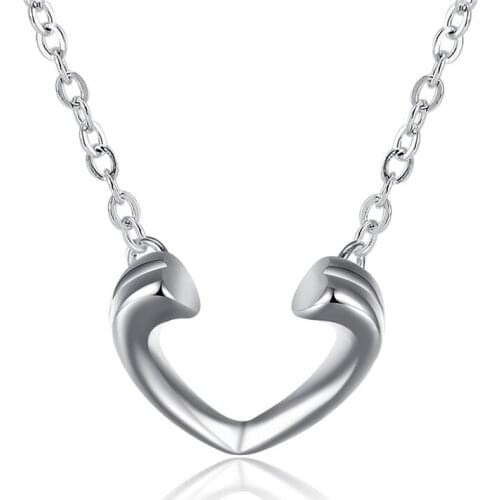 BABYLLNT 925 Silver Open Heart Pendant Necklace For Women Charm Wedding Engagement Party Fashion Jewelry Gift