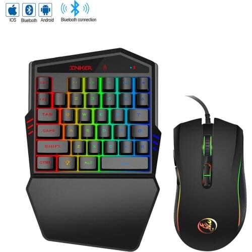 Bluetooth Keyboard Mouse Set Wireless Direct Connection With LED Rainbow Backlight Support Mobile Games One-handed Keyboard Set