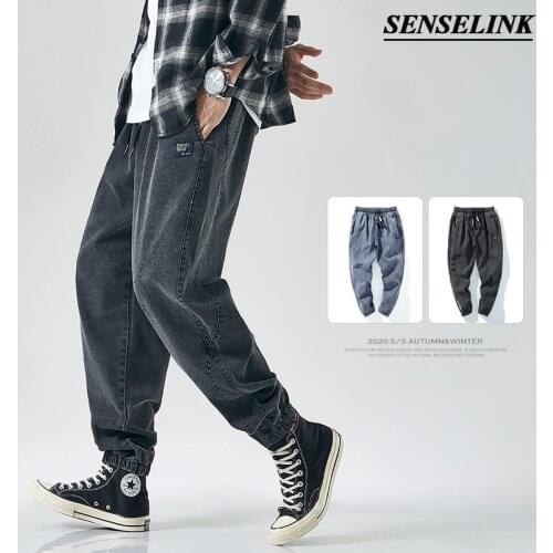 2021 Men Black Casual Cargo Pants Japanese Style Loose Fashion Straight-Leg Jeans Big Size M-8Xl Elastic Waist Cargo Pants Men