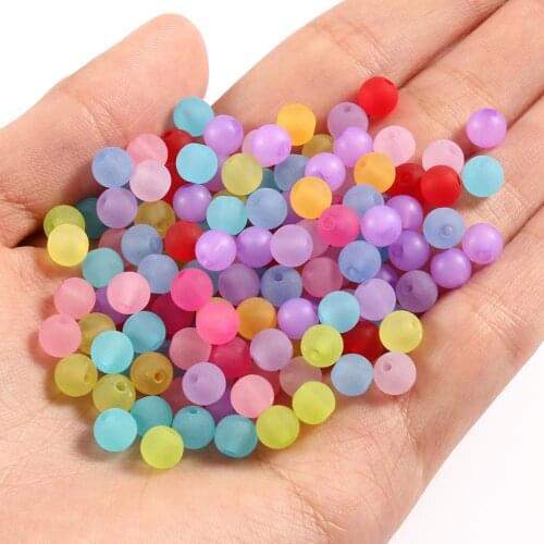 Candy Color Matte Acrylic Round Ball 6/8/10mm Spacer Loose Beads for Jewelry Making DIY Bracelets Accessories for Handicrafts