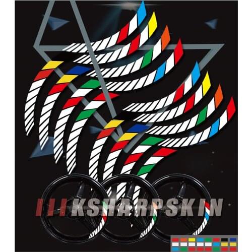 Motorcycle wheel tire reflective rim sticker color block square combination universal for 17 inch wheels For Yamaha BMW Honda