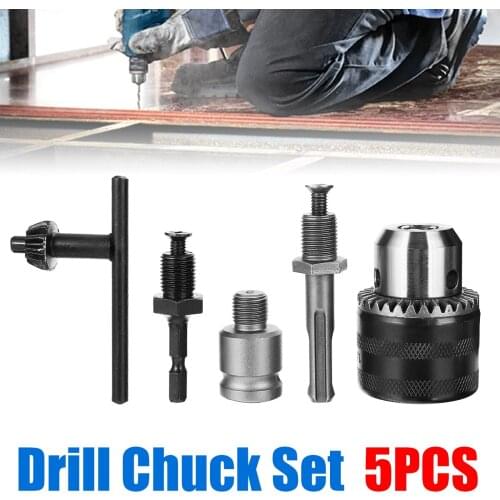 5Pcs/Set 13mm Drill Chuck Adapter Set with SDS Shaft Adaptor and Chuck Key Set Electric Drill Power Tools Accessories