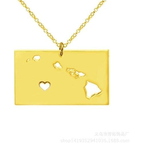 Europe And The United States Popular Hawaii Map Stainless Steel Necklace Fashion Trend New Jewelry Gifts To Friends