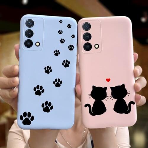Cute Cat Cartoon Silicone Case For OPPO K9 Phone Case 2021 OppoK9 K 9 5G Candy Colors Soft TPU Cover For Oppo K9 Global Version
