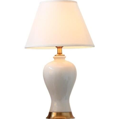 Modern White/Blue Porcelain Dimmer Table Lamp Wedding Decor Simple Fashion Ceramic Desk Reading Sofa Light D69