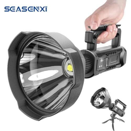 Super Bright LED Portable Spotlights Flashlight Searchlight XHP90 Lamp Bead Torch USB Rechargeable Searchlight with Tripod