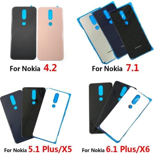 New Back Glass Rear Cover For Nokia 7 7.1 / 5.1 Plus / X5 / 6.1 Plus / X6 / 8.1 / X7 4.2 Battery Door Housing Battery back cover