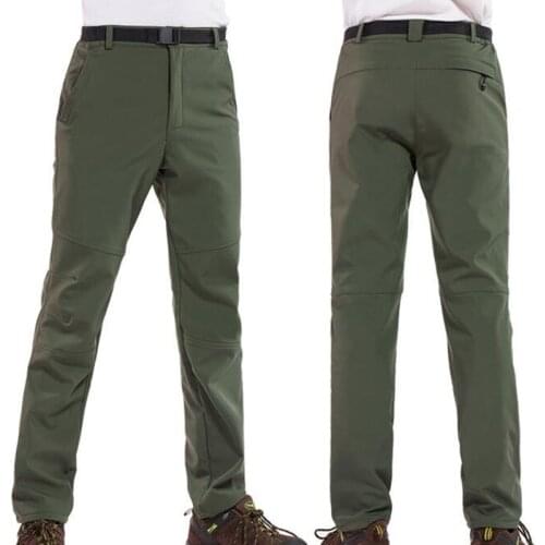 Winter Pants Soft Shell Waterproof Windproof Fleece Pants Men Sports Outdoor Trekking Camping Hiking Mountain Skiing Trousers