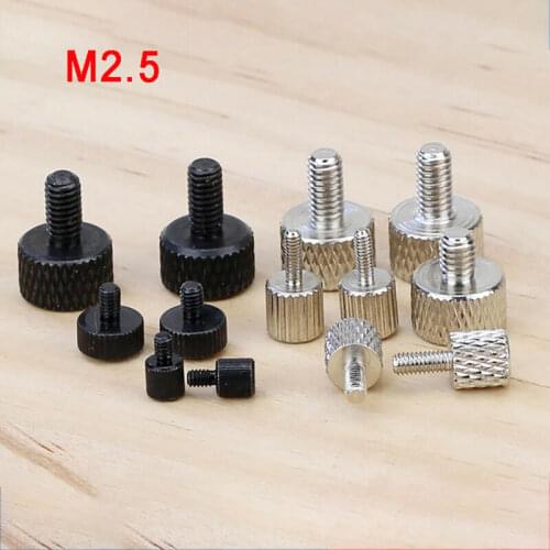 1Pcs M2.5 Cylinder Head Knurled Thumb Screws Carbon Steel Hand Grip Knob Machine Screw Bolt PC Case