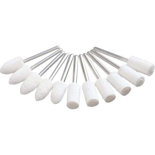10pcs Wool Grinding Head Round Cylindrical Bullet Type Wool Grinding Head Polishing Metal Jade Wool Wheel Handle 2.35mm