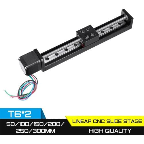 50/100/150/200mm For 3D Printer XYZ CNC Linear Guide Stage Rail Motion Slide Stage Actuator T6*2 Motor Stepper Stroke Actuator