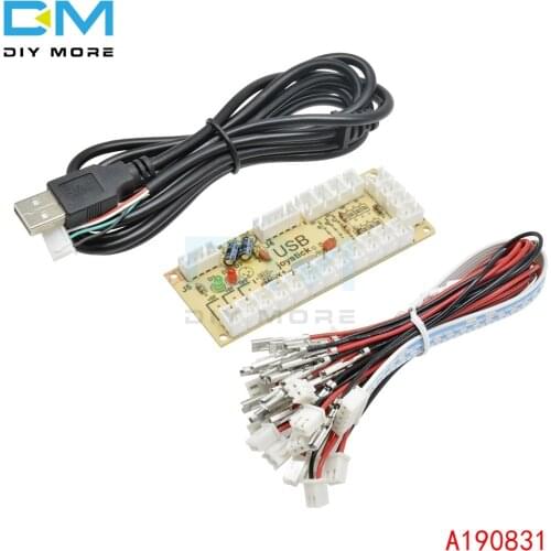 No Delay Arcade USB Encoder to PC 5Pin Joystick Board DIY Kit for MAME + Push Buttons Cable