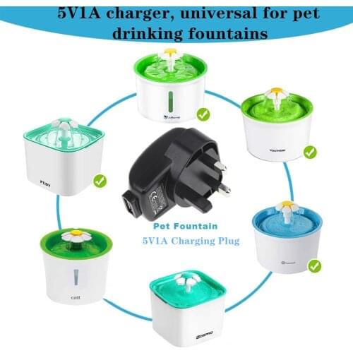 Automatic Pet Water Fountain Accessories USB Charging Plug Smart Cats Supplies Dog Feeder Bowl 5V1A Kitten Puppy Drinker Charger