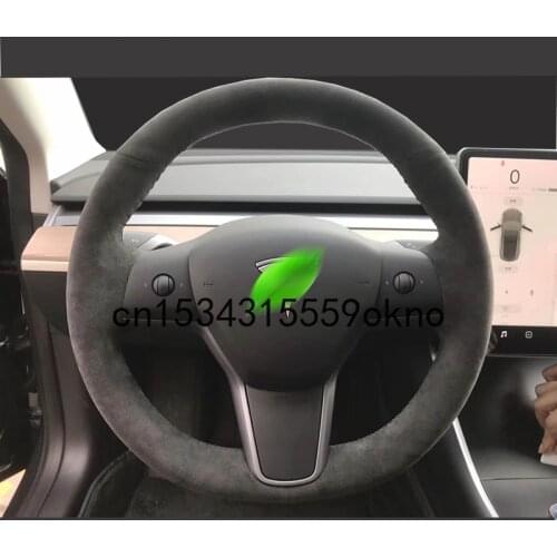 DIY Steering Wheel Cover Custom Fit For Tesla Model 3 Model S Model X Model Y Interior Accessories Black Suede