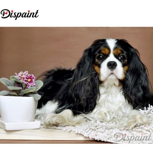 Dispaint 5D Diamond Embroidery Needlework Kit "Animal dog flower" Diy Diamond Painting Cross Stitch Home Decoration Gift A27424
