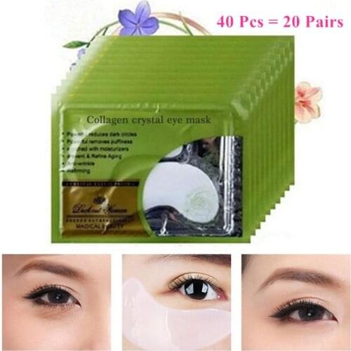 40Pcs=20Pairs Beauty Deck Out Women Crystal Collagen Eye Mask Remove Black Patches For Eye Skin Care Korean Cosmetic