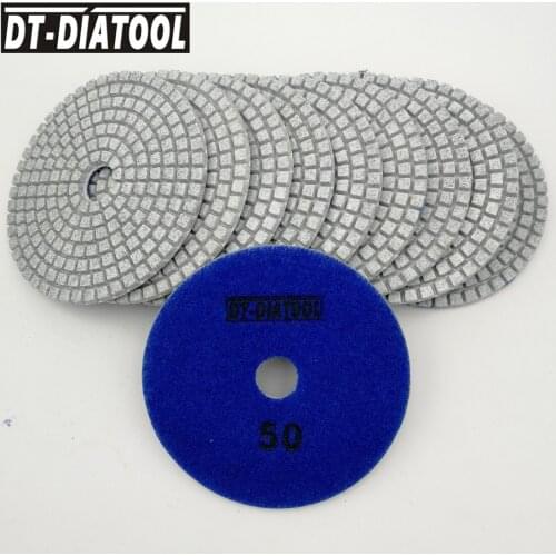 DT-DIATOOL 10pcs White Nylon Buckle Diamond Wet Polishing Pads Dia100MM/ 4" Resin Bond Sanding Discs #50