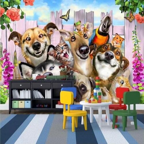 Photo Wallpaper 3D Cartoon Dog Animal Murals Children Kids Bedroom Background Wall Painting Non-Woven Eco-Friendly Wall Papers