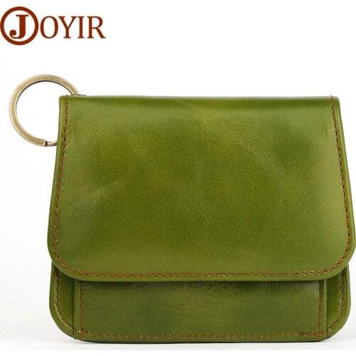 JOYIR Genuine Leather Women Card Holder Wallet RFID Coin Purse Small Womens Purse Creative Designer Cowhide Money Bag Keychain