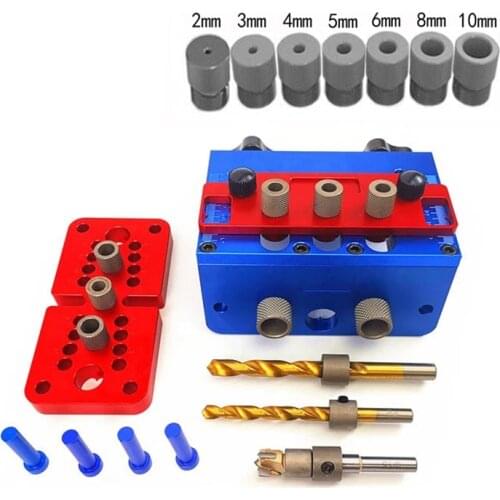 3 in 1 Pocket Hole Jig Drilling Locator Round Wood Tenon Hole Precision Guide Jig Drill Bit kit Carpentry Woodworking DIY Tools