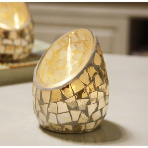 Mosaic Glass Candle Holder Nordic Style Garden Modern Candle Holder Dinner Table for Wedding Porta Velas Home Decor WF50ZT