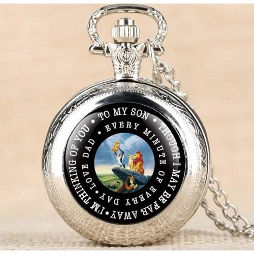 "To MY SON" Laser Word Black Gold Retro Pocket Watch Men Unique Quartz Clock Chain Boy Birthday Christmas Gift for Kids Boy Men