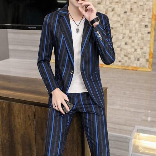 2022 Mens Autumn Striped Suit Youth Leisure Business Fashion Business Work Suit
