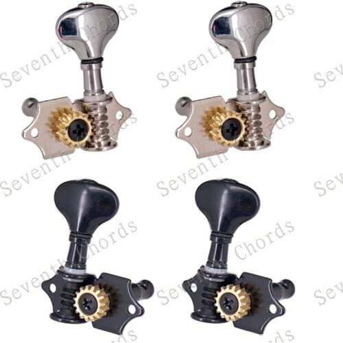 A Set 2R2L Fish tail Button Open Gear Tuning Pegs Keys Tuners Machine Head For Ukulele 4 String Guitar