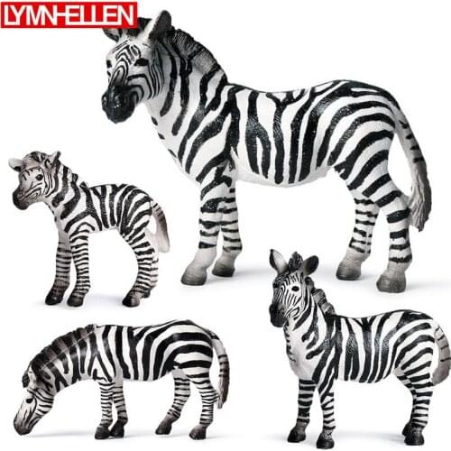 Simulation Wild Animal Model Lovely Zebra Set Action Figure Decoration PVC Figurine Education Children Puzzle Toys Gifts