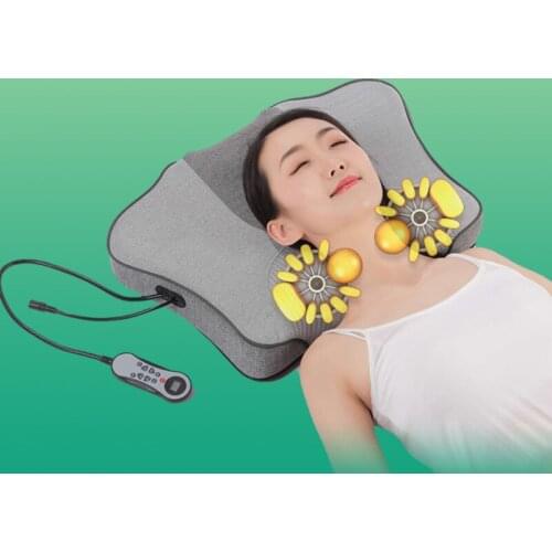 Inflatable traction cervical massage pillow wormwood hot compress posture corrector multi-functional home waist physiotherapy