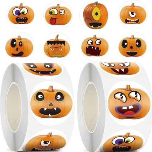 8 Designs Halloween Sticker Sealing Label Cartoon Pumpkin Adhesive Sticker For Gift Packaging Handmade Envelope Bakery Crafts