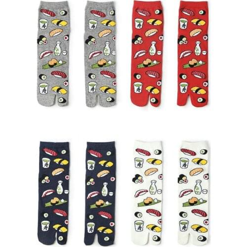 YOOWALK sandal short socks Unisex Socks Cotton sushi design Split Toe Socks flip flop socks tabi