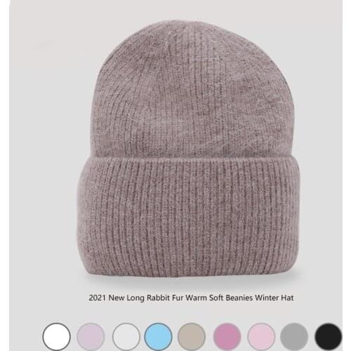 2021 New Casual Womens Hats Cashmere Wool Knitted Beanies Autumn Winter Brand New Three Fold Thick 2020 Knitted Girls Skullies