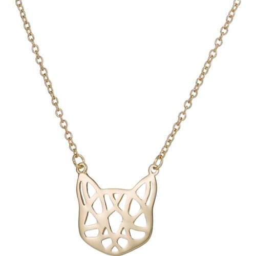 Yiustar Origami Cat Necklace Delicate Cat Necklace For Women Tiny Hollow Cute Cat Pendant Women Girls Choker Bijoux Femme Gift
