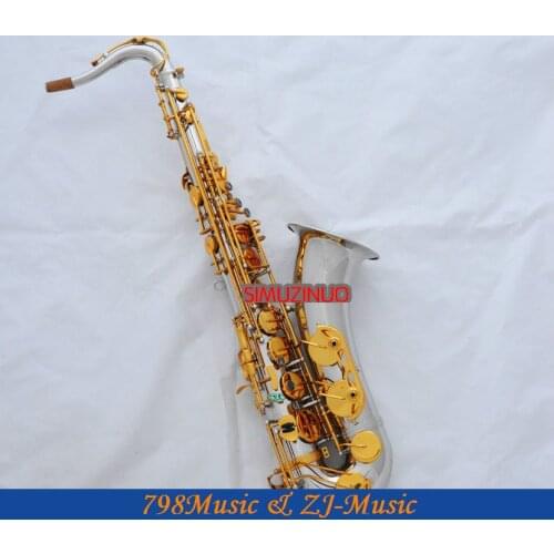 Professional Silver Gold Tenor Saxophone Sax Abalone shell Bb Key With Case