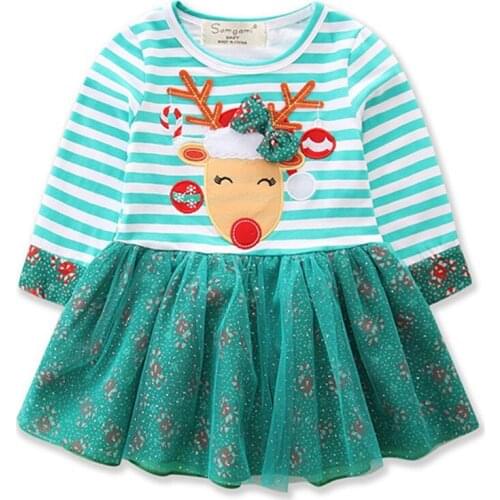 Baby Girls Christmas Dress Autumn Winter Knee-Length Cotton Dress New Year Kids Halloween Princess Dresses Party Tulle Costume