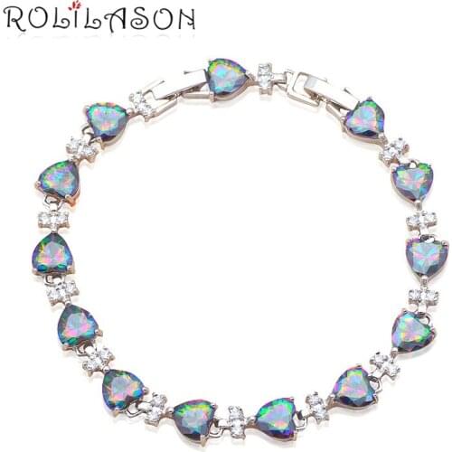 Heart Design Wonderful Gifts for Valentines Day Silver Mystic Zircon Charm Bracelets Crystal Fashion Jewelry TB904