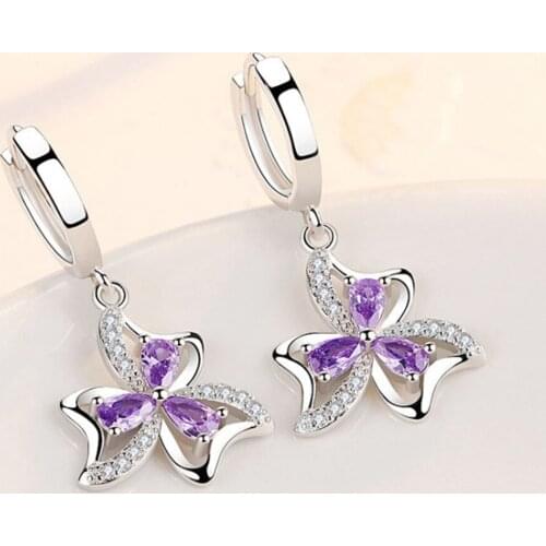 Flowers Earrings For Women Fashion Ears Jewelry Accessories Rhinestone Earrings Female Opal Jewelry