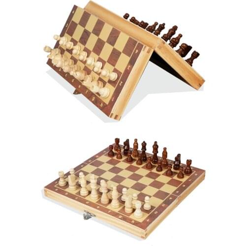 Folding Magnetic Chess Set Wooden Chess Game Family Game Chess Board Indoor Travel Chess Chess Pieces Chessman For Kids Adults