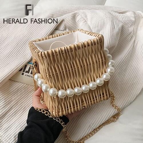 Straw Weave Bucket Bags Rattan Women Summer Beach Shoulder Bags Handbags Totes Casual Hand bags Female Travel Crossbody Bag