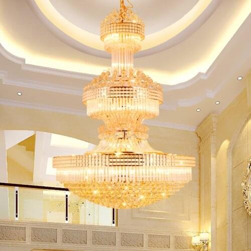 Modern Crystal Chandelier Long Gold Chandeliers Lighting Fixture Warm White Neutral White Cool White 3 Colors Dimmable LED Lamps