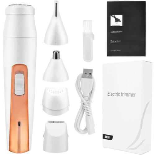 Electric Eyebrow Trimmer USB Rechargeable 4 In 1 Clipper Hair Remover Machine Women Shaver Lady Epilator Razor Face Makeup Tool