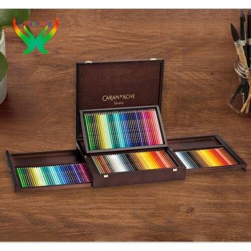Caran d'Ache Water soluble and non water soluble color lead multicolor wooden gift box art pencil drawing beginners art supplies