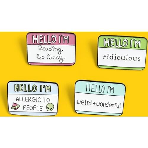 Hello I'M Allergic To People Custom Ufo Alien Fun Enamel Pins Brooches Bag Clothes Lapel Pins Label Badge Cartoon Jewelry Gifts