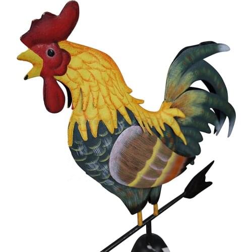 Iron Rooster Colorful Cock Wind Direction Indicator Kit Outdoor Metal Bracket Weather Vane Design Decor Craft Retro Garden Decor